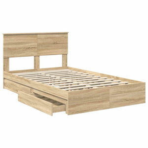vidaXL Storage Bed Sonoma Oak 120 x 190 cm Engineered Wood