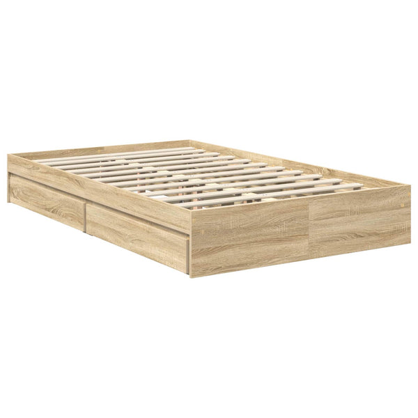 vidaXL Storage Bed Sonoma Oak 120 x 190 cm Engineered Wood
