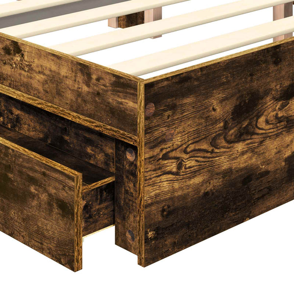 vidaXL Storage Bed Smoked Oak 120 x 190 cm Engineered Wood