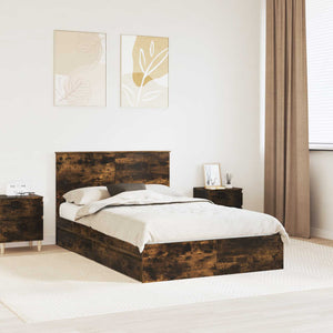 vidaXL Storage Bed Smoked Oak 120 x 190 cm Engineered Wood
