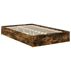 vidaXL Storage Bed Smoked Oak 120 x 190 cm Engineered Wood