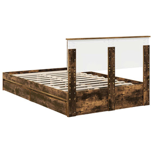 vidaXL Storage Bed Smoked Oak 120 x 190 cm Engineered Wood