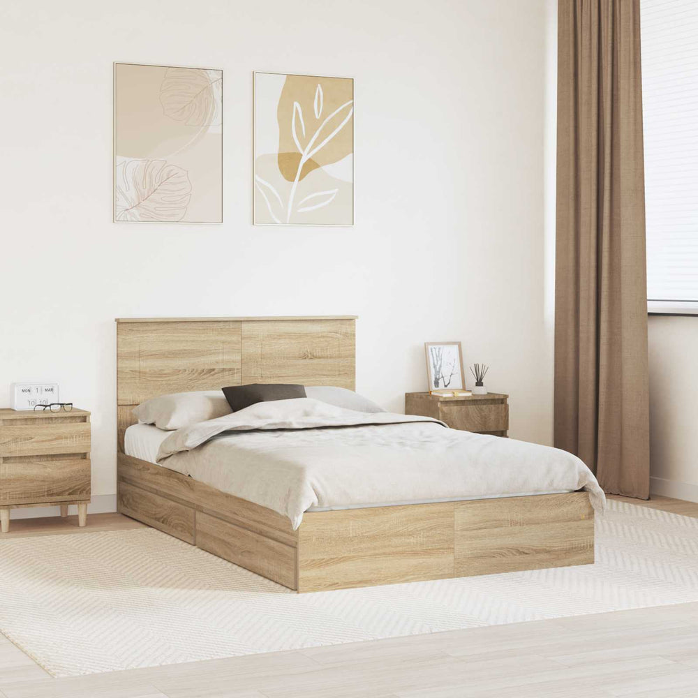vidaXL Storage Bed Sonoma Oak 120 x 200 cm Engineered Wood