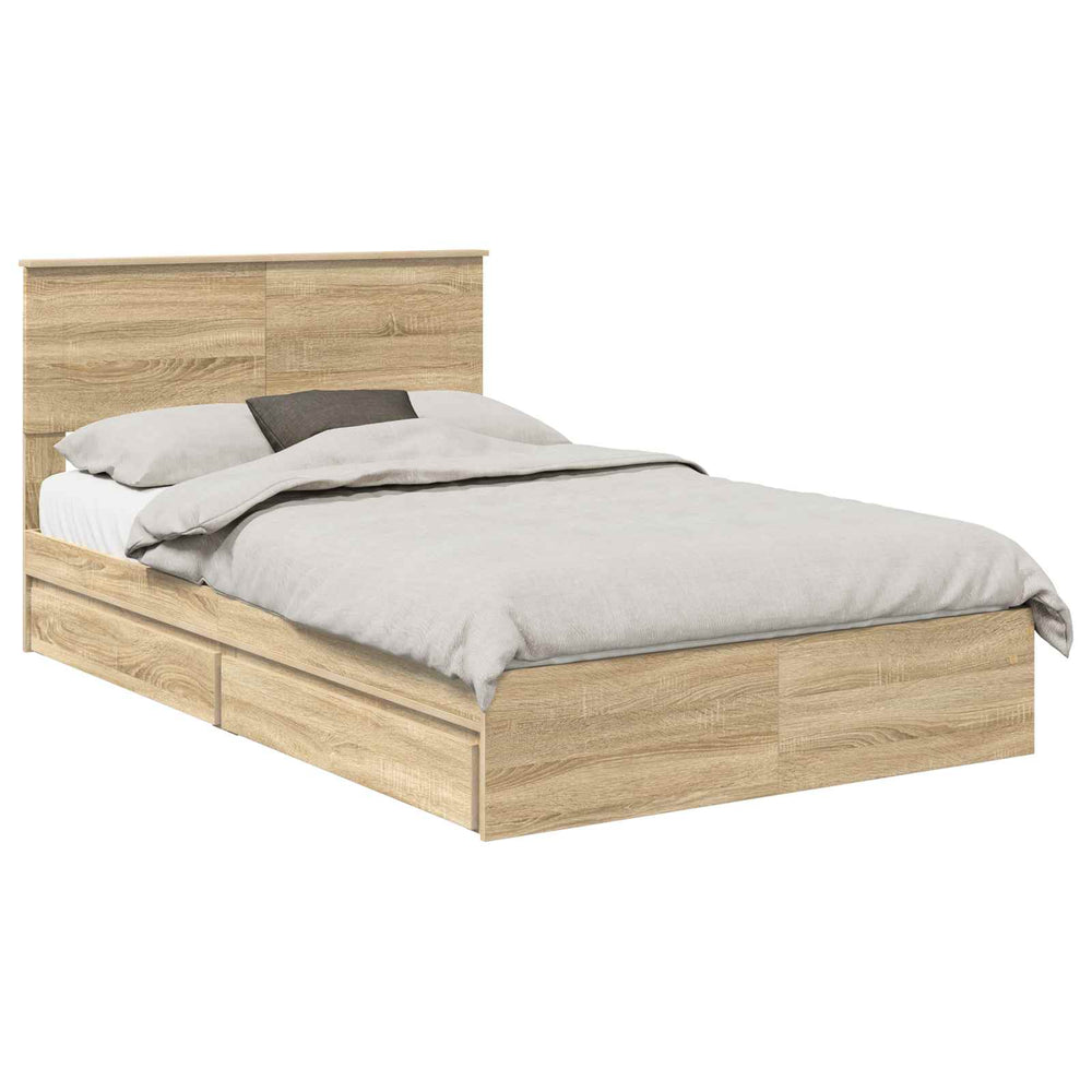 vidaXL Storage Bed Sonoma Oak 120 x 200 cm Engineered Wood