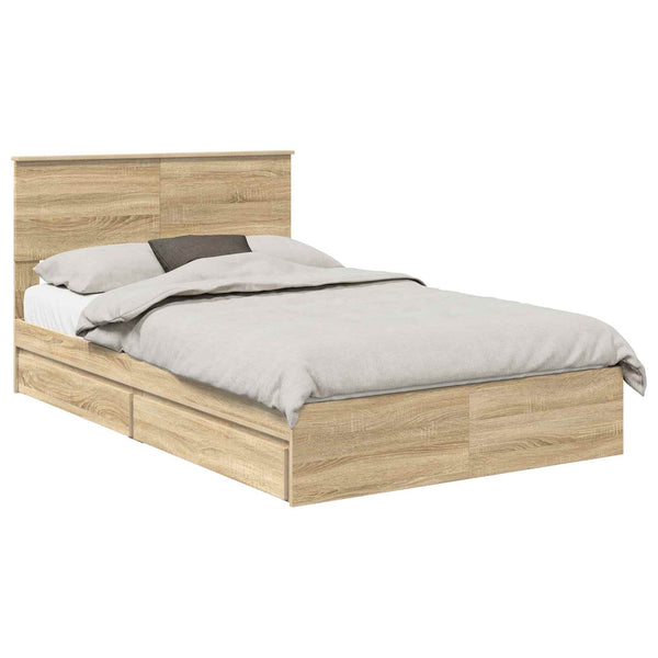 vidaXL Storage Bed Sonoma Oak 120 x 200 cm Engineered Wood