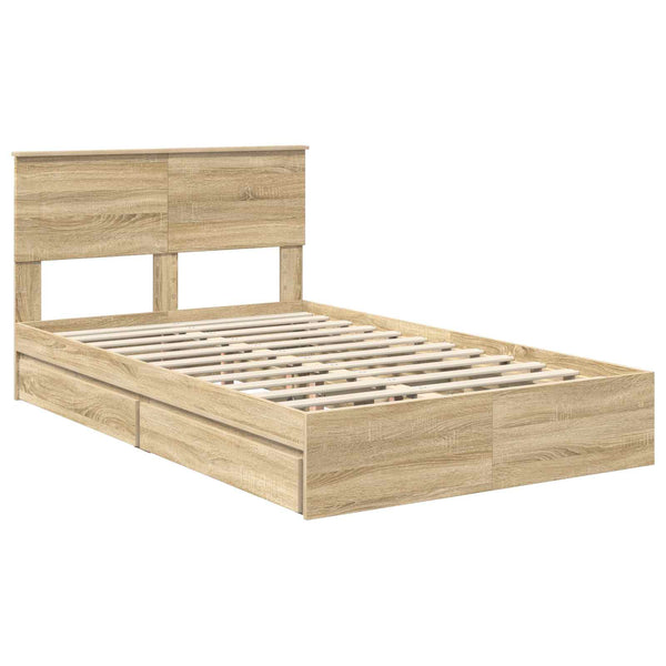 vidaXL Storage Bed Sonoma Oak 120 x 200 cm Engineered Wood
