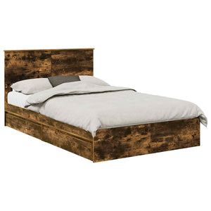 vidaXL Storage Bed Smoked Oak 120 x 200 cm Engineered Wood