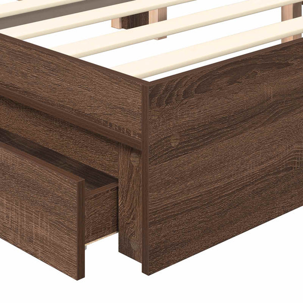 vidaXL Storage Bed Brown Oak-look 120 x 200 cm Engineered Wood