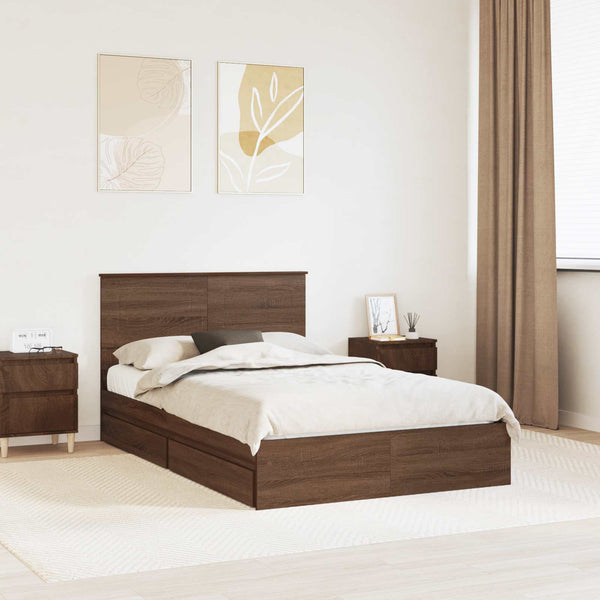 vidaXL Storage Bed Brown Oak-look 120 x 200 cm Engineered Wood