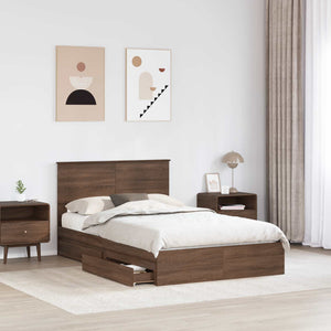 vidaXL Storage Bed Brown Oak-look 120 x 200 cm Engineered Wood