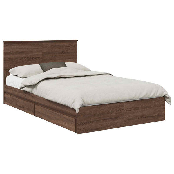 vidaXL Storage Bed Brown Oak-look 120 x 200 cm Engineered Wood