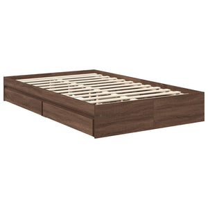 vidaXL Storage Bed Brown Oak-look 120 x 200 cm Engineered Wood