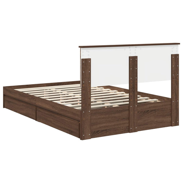 vidaXL Storage Bed Brown Oak-look 120 x 200 cm Engineered Wood