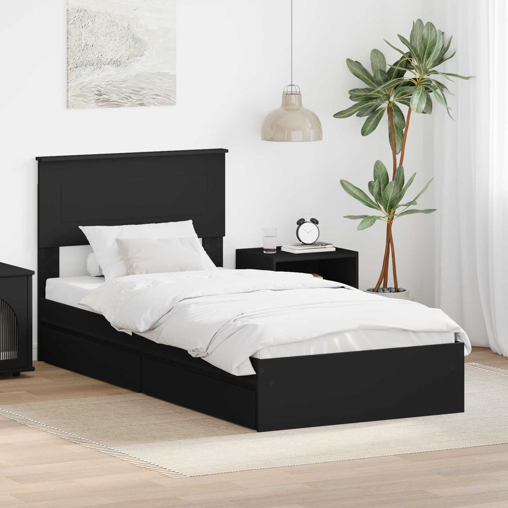 vidaXL Storage Bed Black 100 x 200 cm Engineered Wood