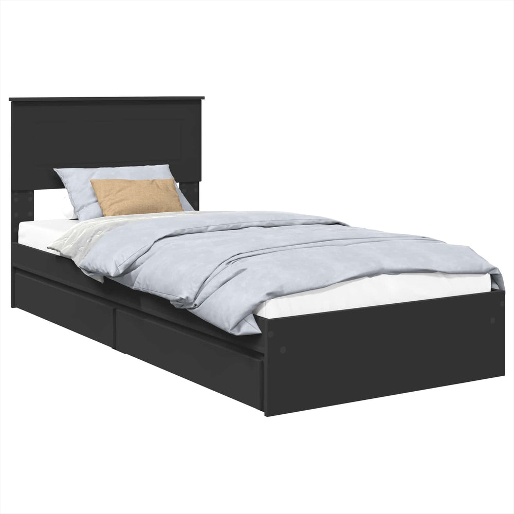 vidaXL Storage Bed Black 100 x 200 cm Engineered Wood
