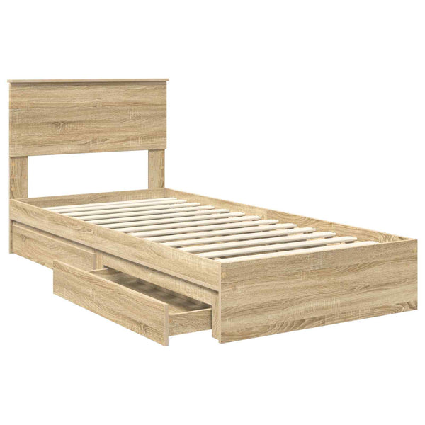 vidaXL Storage Bed Sonoma Oak 100 x 200 cm Engineered Wood