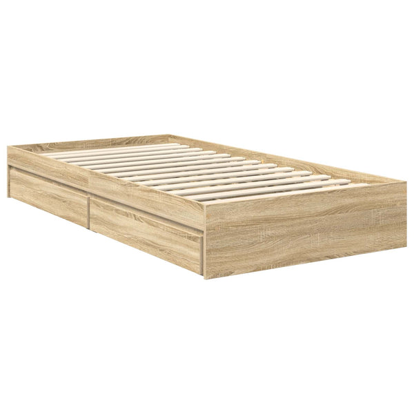 vidaXL Storage Bed Sonoma Oak 100 x 200 cm Engineered Wood