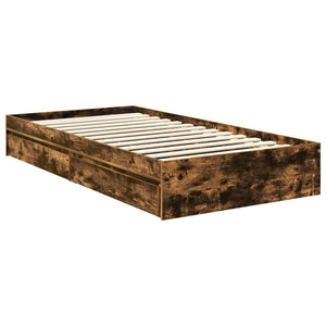 vidaXL Storage Bed Smoked Oak 100 x 200 cm Engineered Wood