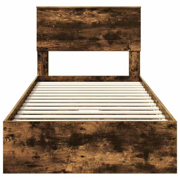 vidaXL Storage Bed Smoked Oak 100 x 200 cm Engineered Wood
