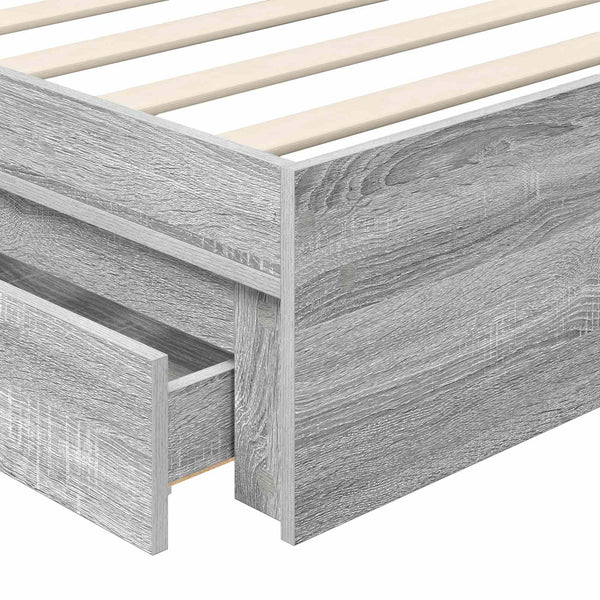 vidaXL Storage Bed Grey Sonoma 100 x 200 cm Engineered Wood