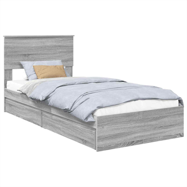 vidaXL Storage Bed Grey Sonoma 100 x 200 cm Engineered Wood