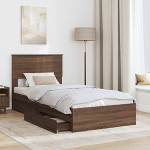 vidaXL Storage Bed Brown Oak-look 100 x 200 cm Engineered Wood
