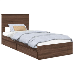 vidaXL Storage Bed Brown Oak-look 100 x 200 cm Engineered Wood