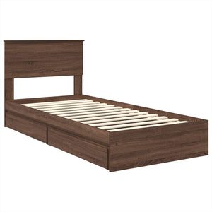 vidaXL Storage Bed Brown Oak-look 100 x 200 cm Engineered Wood