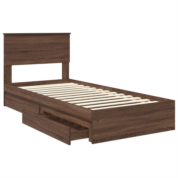 vidaXL Storage Bed Brown Oak-look 100 x 200 cm Engineered Wood