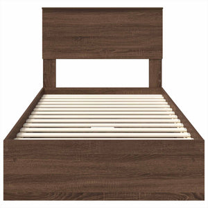 vidaXL Storage Bed Brown Oak-look 100 x 200 cm Engineered Wood