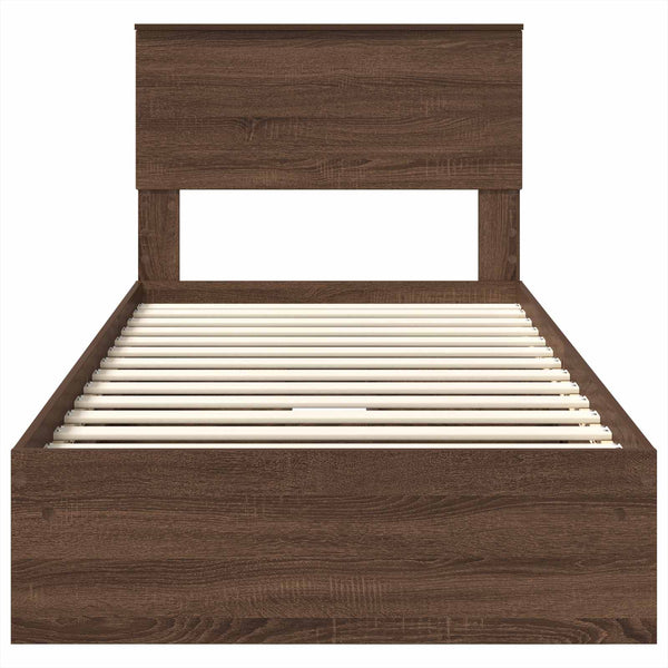 vidaXL Storage Bed Brown Oak-look 100 x 200 cm Engineered Wood