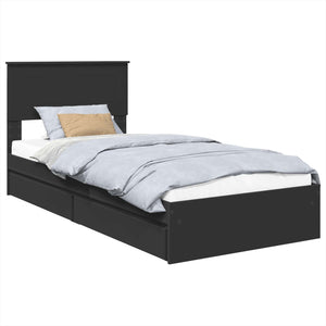 vidaXL Storage Bed Black 90 x 190 cm Engineered Wood