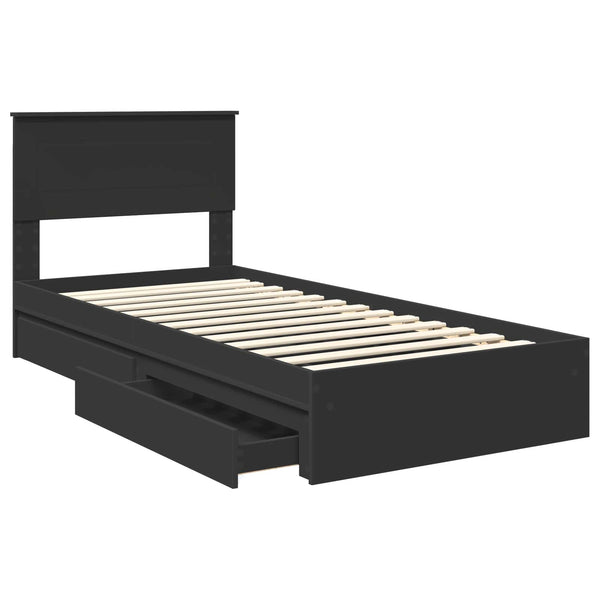 vidaXL Storage Bed Black 90 x 190 cm Engineered Wood