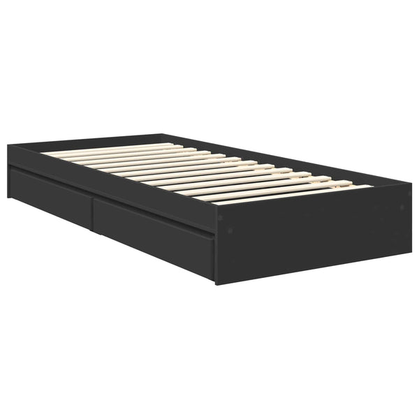 vidaXL Storage Bed Black 90 x 190 cm Engineered Wood
