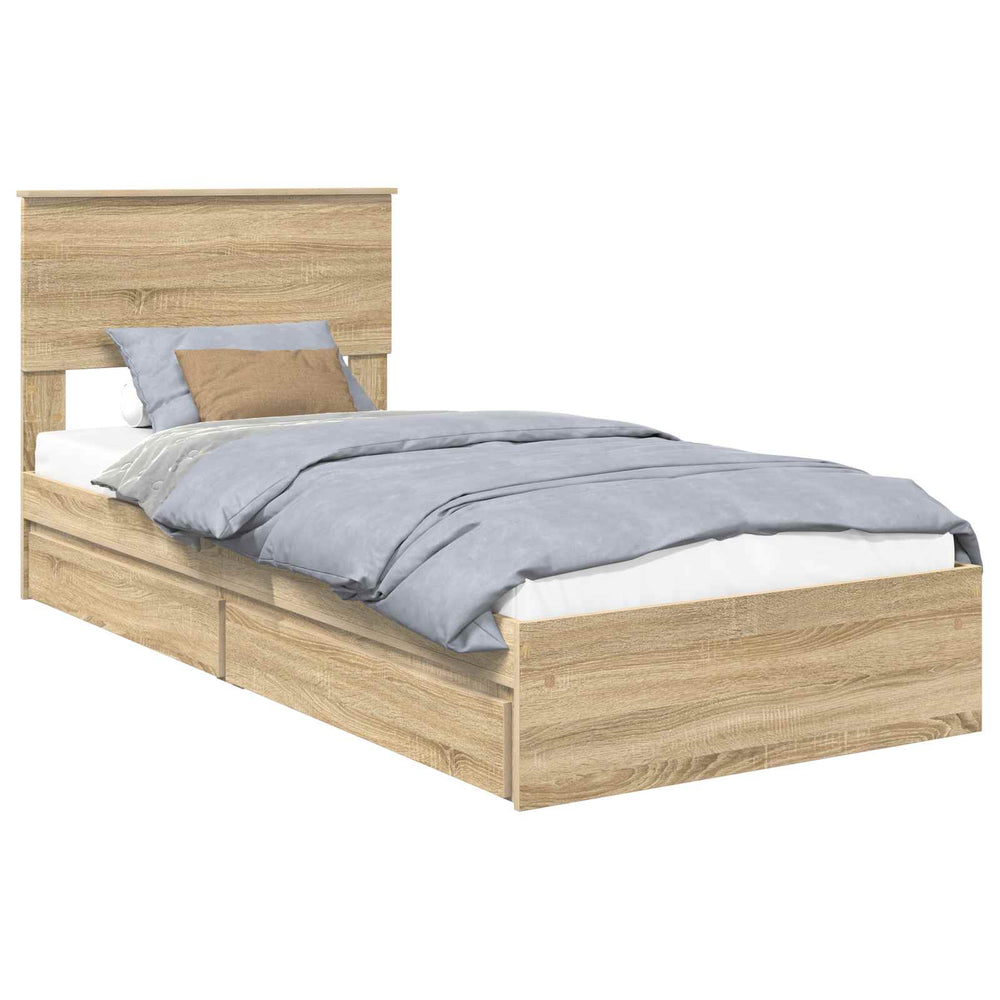 vidaXL Storage Bed Sonoma Oak 90 x 190 cm Engineered Wood