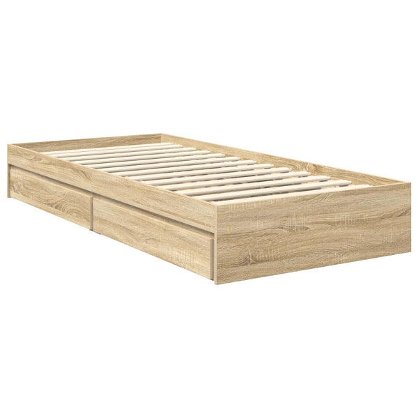 vidaXL Storage Bed Sonoma Oak 90 x 190 cm Engineered Wood