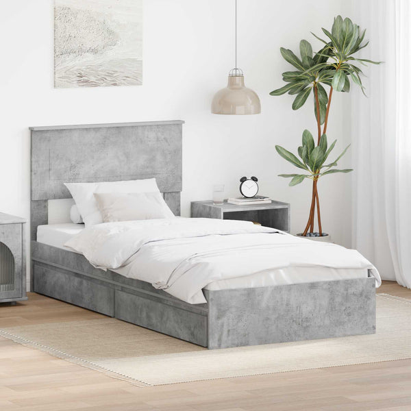 vidaXL Storage Bed Concrete Grey 90 x 190 cm Engineered Wood