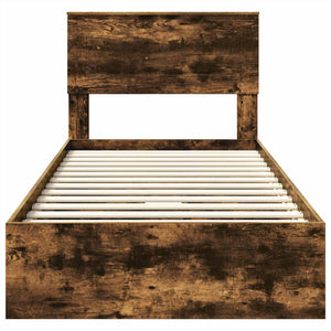 vidaXL Storage Bed Smoked Oak 90 x 190 cm Engineered Wood