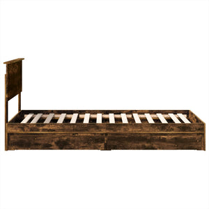 vidaXL Storage Bed Smoked Oak 90 x 190 cm Engineered Wood