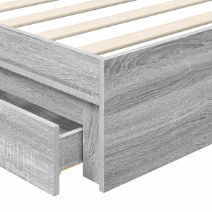 vidaXL Storage Bed Sonoma Grey 90 x 190 cm Engineered Wood
