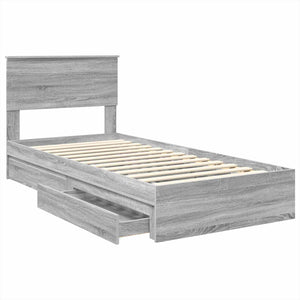 vidaXL Storage Bed Sonoma Grey 90 x 190 cm Engineered Wood