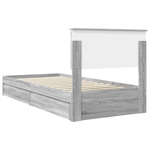 vidaXL Storage Bed Sonoma Grey 90 x 190 cm Engineered Wood