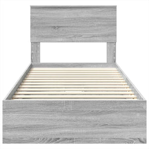 vidaXL Storage Bed Sonoma Grey 90 x 190 cm Engineered Wood