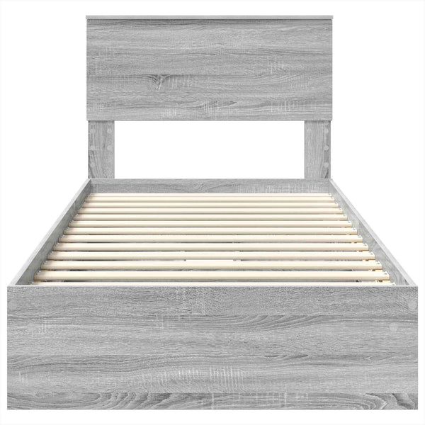 vidaXL Storage Bed Sonoma Grey 90 x 190 cm Engineered Wood