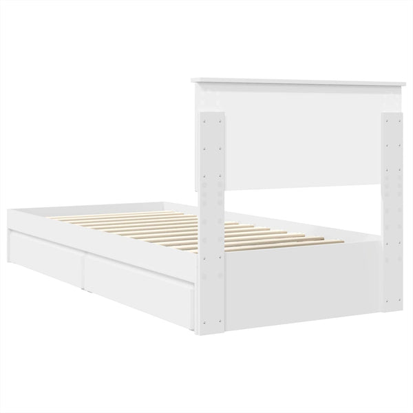 vidaXL Storage Bed with Headboard White 90 x 200 cm Engineered Wood