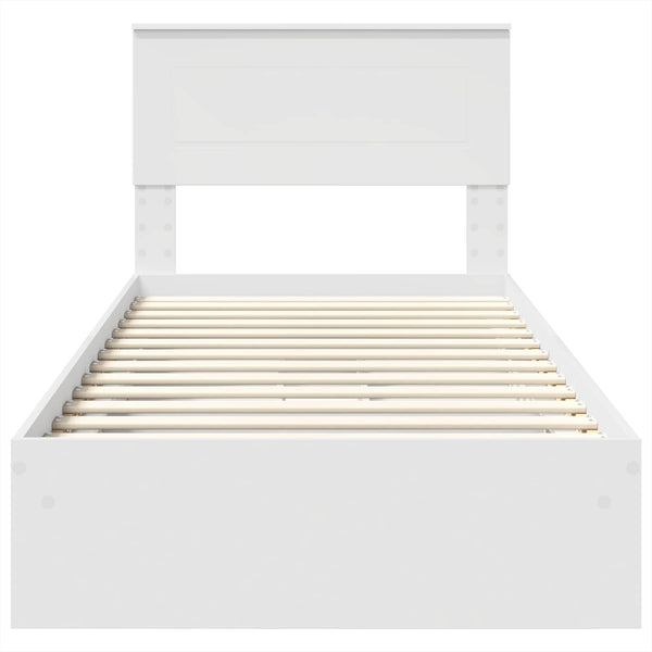 vidaXL Storage Bed with Headboard White 90 x 200 cm Engineered Wood