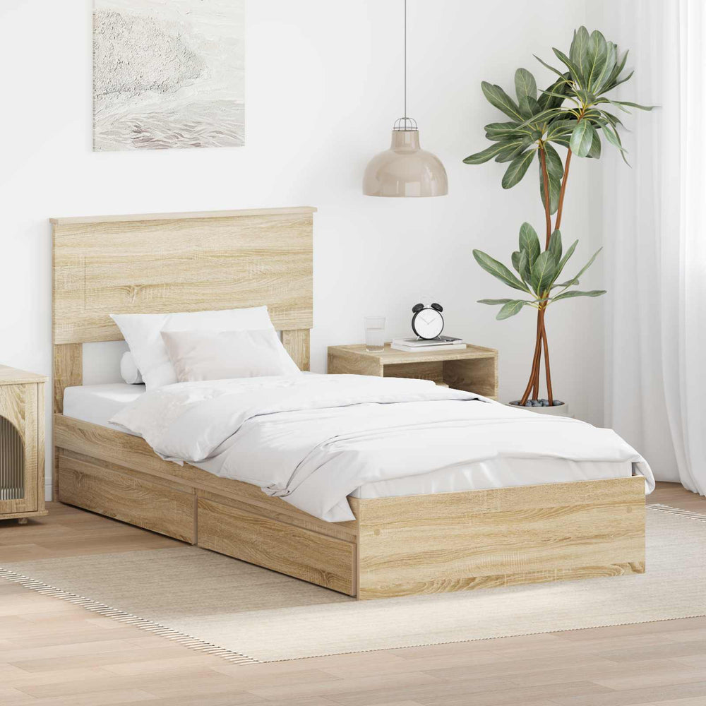 vidaXL Storage Bed Sonoma Oak 90 x 200 cm Engineered Wood