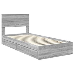 vidaXL Storage Bed Sonoma Grey 90 x 200 cm Engineered Wood