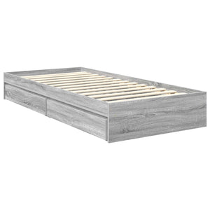 vidaXL Storage Bed Sonoma Grey 90 x 200 cm Engineered Wood