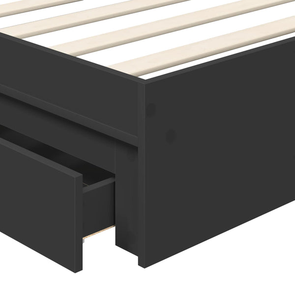 vidaXL Storage Bed Black 75 x 190 cm Engineered Wood